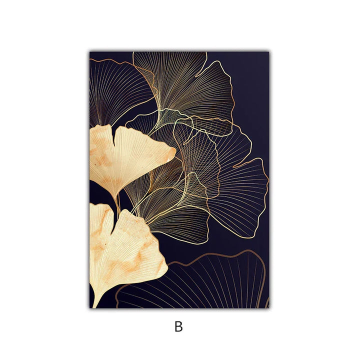 Abstrakt Botanisk Tropisk Blå Aubergine Blomster Veggkunst Fine Art Lerretstrykk Bilder For Stue Soverom Hotellrom Dekor | Skanto
