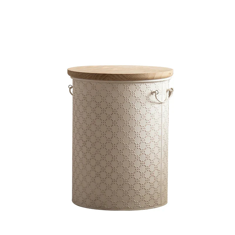 Skanto | Fransk Sidebord laget av Jern med Oppbevaringskurv Plassbesparende Design