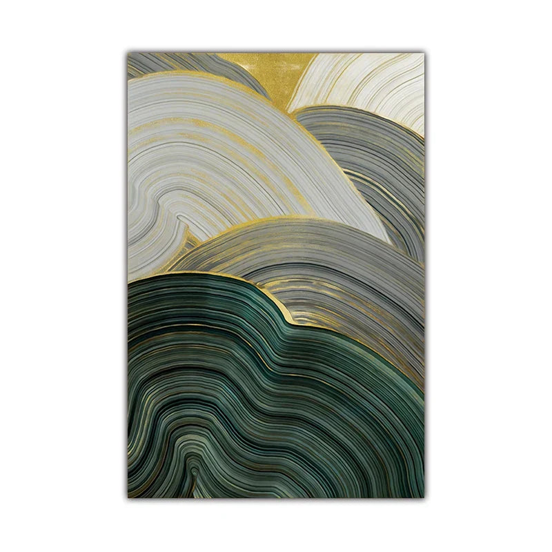 Grønn Beige Grå Flytende Svirvler Abstrakt Veggkunst Fin Kunst Lerret Utskrifter Bilder For Moderne Leilighet Spisestue Stue Kunst Dekor | Skanto