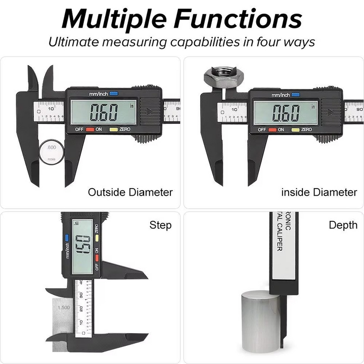 Skanto | Digital Skjutemåler Ruler, Karbonfiber Elektronisk Mikrometer Gauge