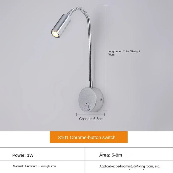 Skanto | Allsidig LED Vegglampe: Moderne, Fleksibel, Perfekt for Lesing i Sengen