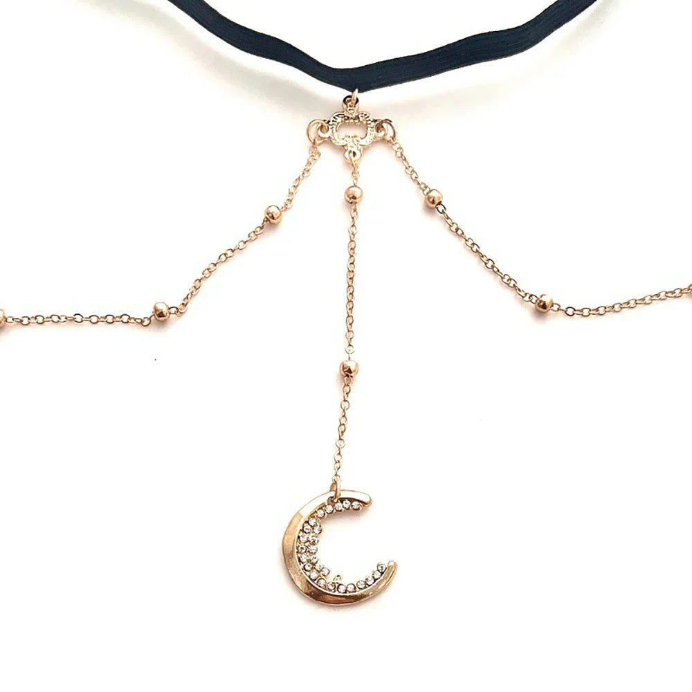 Skanto | Måne Charm Justerbar Elegant Rhinestone Smykker