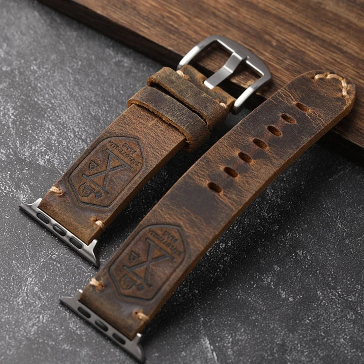 Skanto | Håndlaget ekte lær storfekinn Apple Watch armbånd
