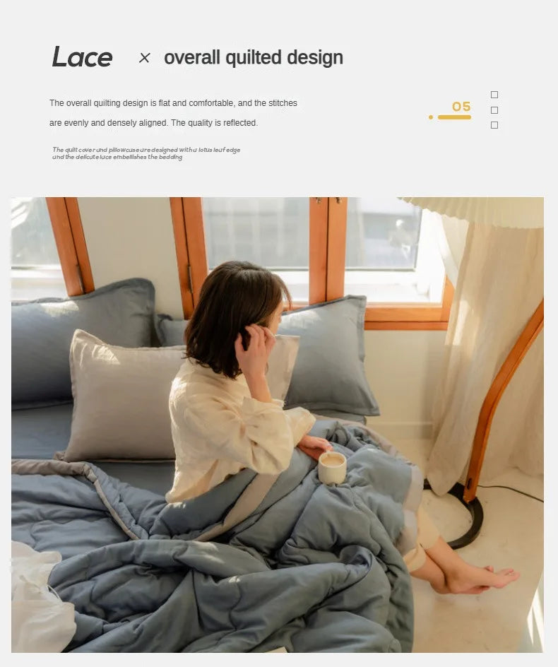2024 Japansk bomull-polyester sommerdyne – Lett, vaskbar, hudvennlig ensfarget dyne | Skanto