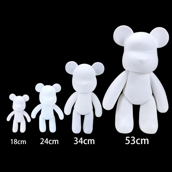 Skanto | Graffiti Malt Fluide Voldsom Bamse Hvit Kropp Ornamenter DIY Håndlaget Personlig Modell Hjemme Skrivebordsdekorasjon Tilbehør Ny