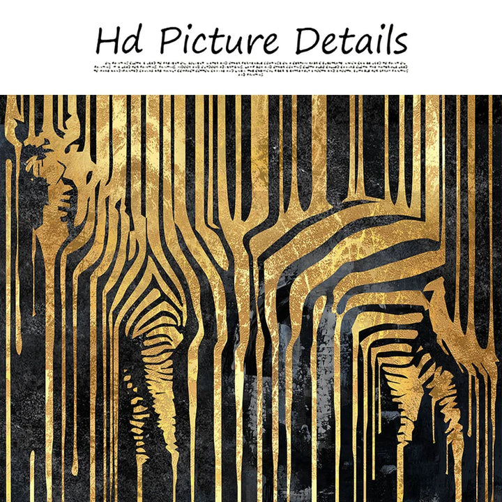Moderne abstrakte gyldne zebra-linjer løve elefant tiger veggkunst fine art lerret utskrifter bilder for luksus leilighet stue spisestue kunst dekor | Skanto
