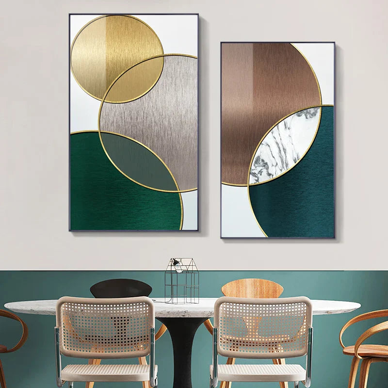 Moderne Abstrakt Geometriske Sirkler Veggkunst Fine Art Lerretsutskrifter Bilder For Luksus Stue Spisestue Hotell Soverom Hjemmekontor Kunst Dekor | Skanto