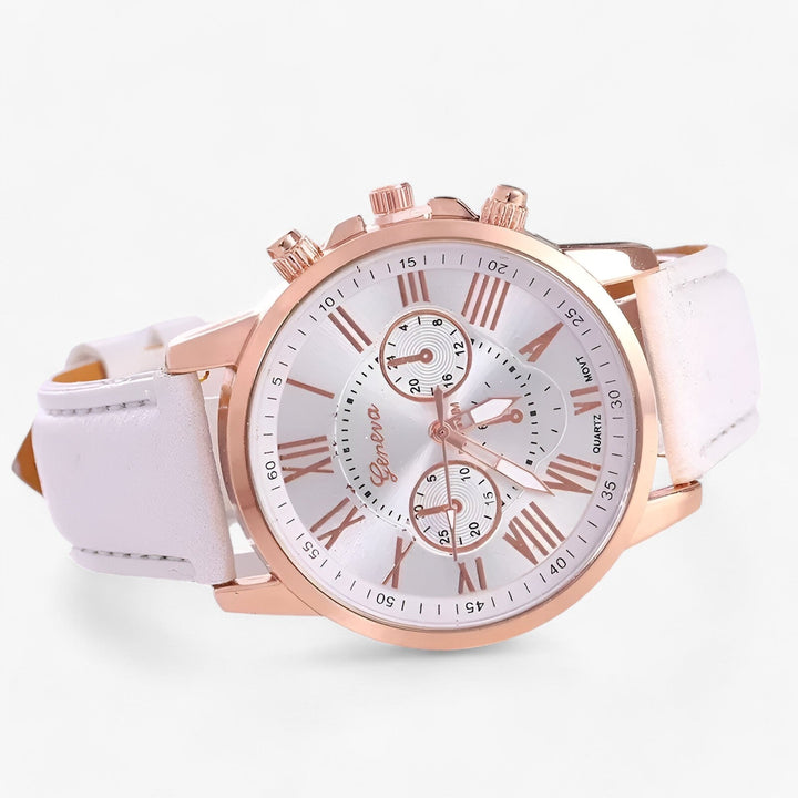 Skanto | Camille Kvinners Vanntett Lær Rem Klokke 42mm