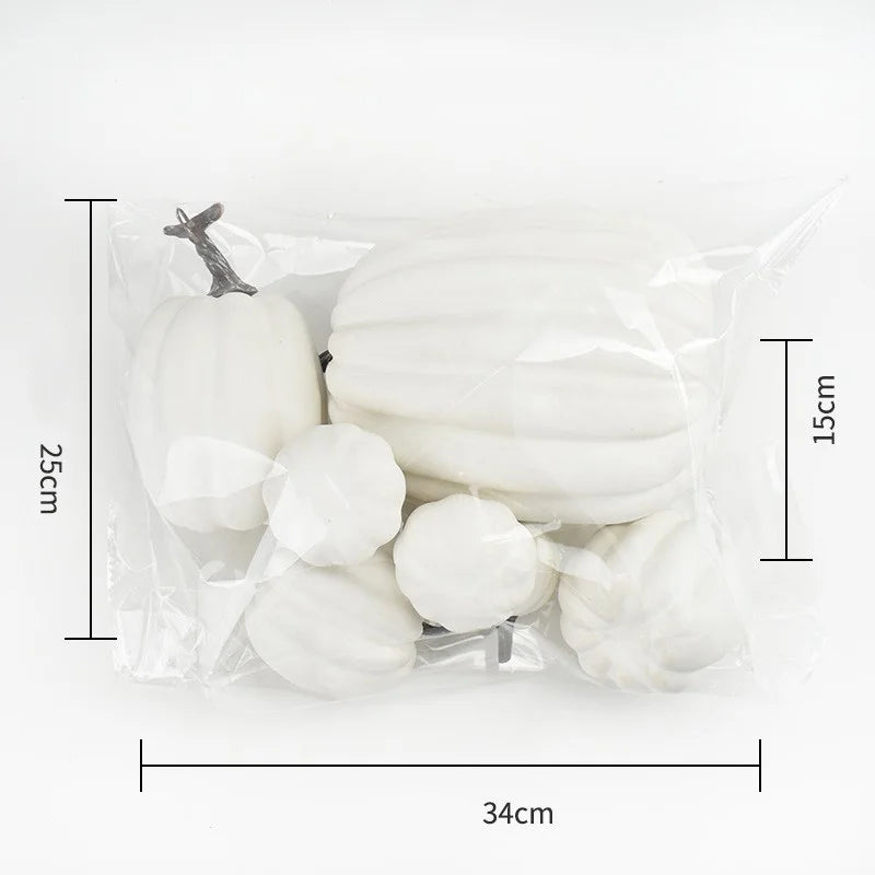 Skanto | Dekorative Gresskar PumpkinCharm | 7-delers Sett | Høst & Halloween Dekor | Lettvekt & Gjenbrukbar