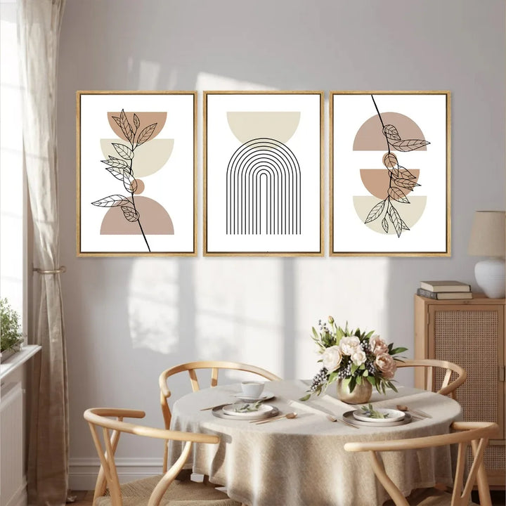 Sett med 3 stk Moderne Abstrakt Bohemsk Minimalistisk Geometrisk Veggkunst Fine Art Lerret Utskrifter Plakater Bilder For Stue Dekor | Skanto