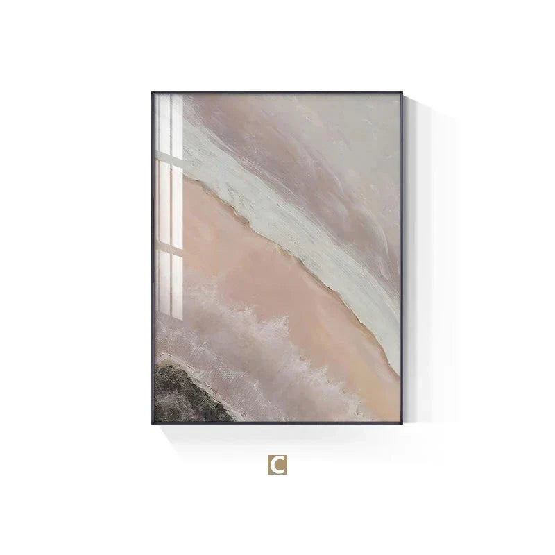 Nøytrale nyanser Rosa Abstrakt Havstrand Veggkunst Fine Art Lerret Trykk Minimalistiske Bilder For Stue Soveroms Kunst Dekor | Skanto