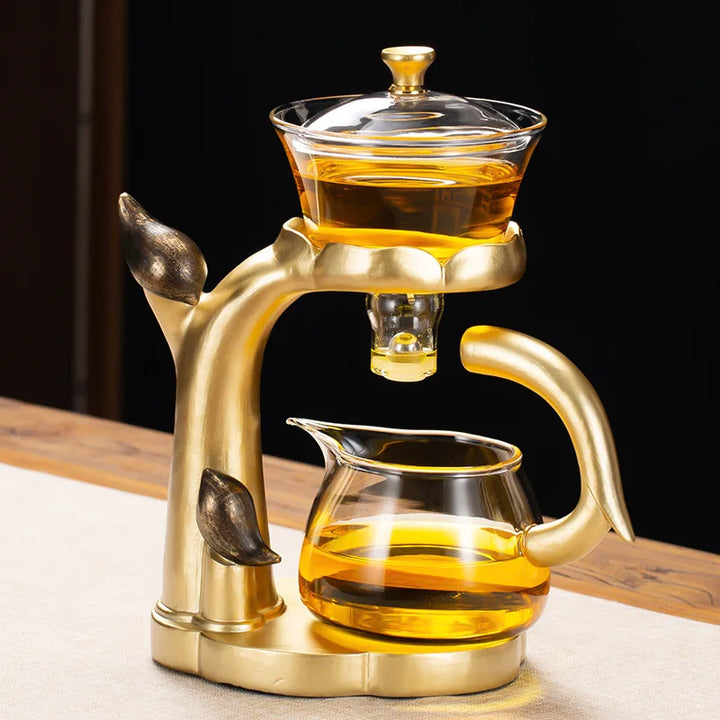 Skanto | Kung Fu Tekanne Husholdnings Magnetisk Utvinning Semi-Automatisk Faul Tea Forberedelsesverktøy Glass Tedekketøy