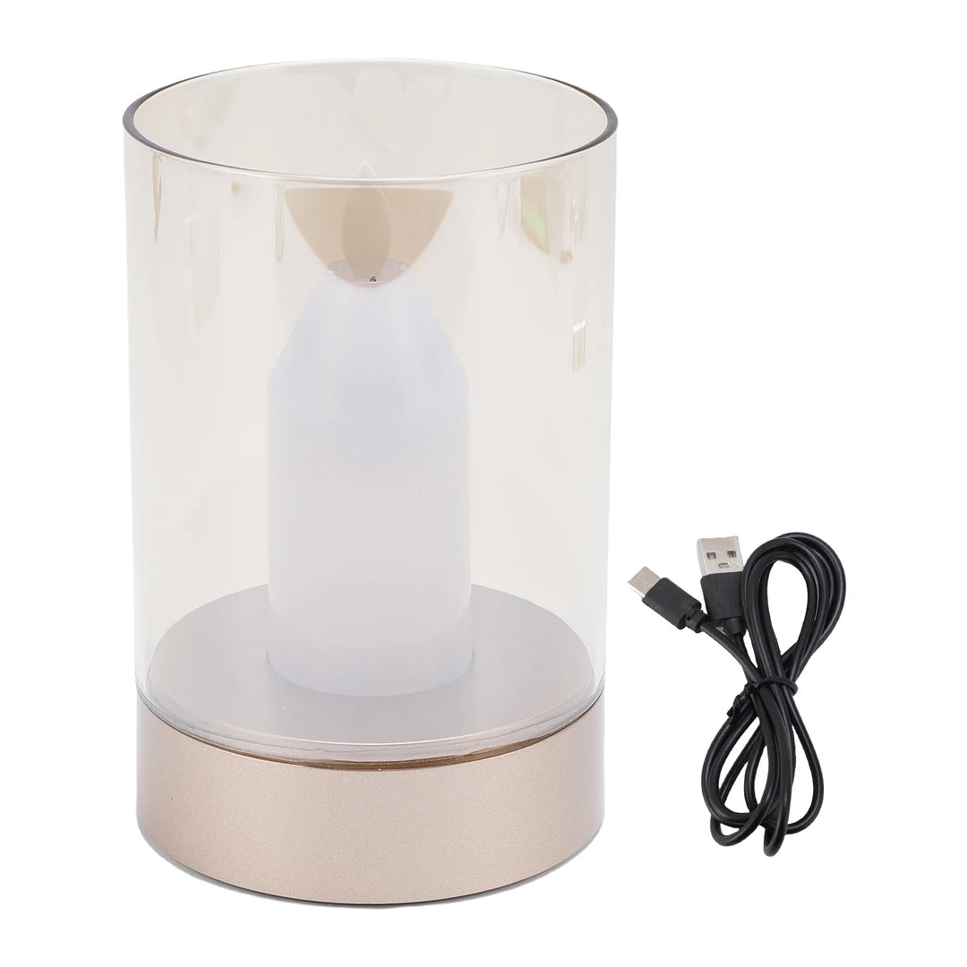 Skanto | AuraFlame LED Lys | Gesterkontroll & Trinnløs Dimming | USB Ladbar | Varmt Lys 2400K | 8,5 × 8,5 × 13 cm