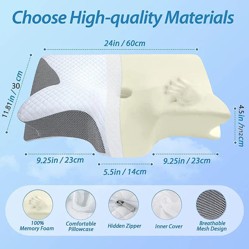 Skanto | Minne Skum Cervical Pute | Ergonomisk 2-i-1 Design for Nakke Smerte Lindring & Behagelig Søvn