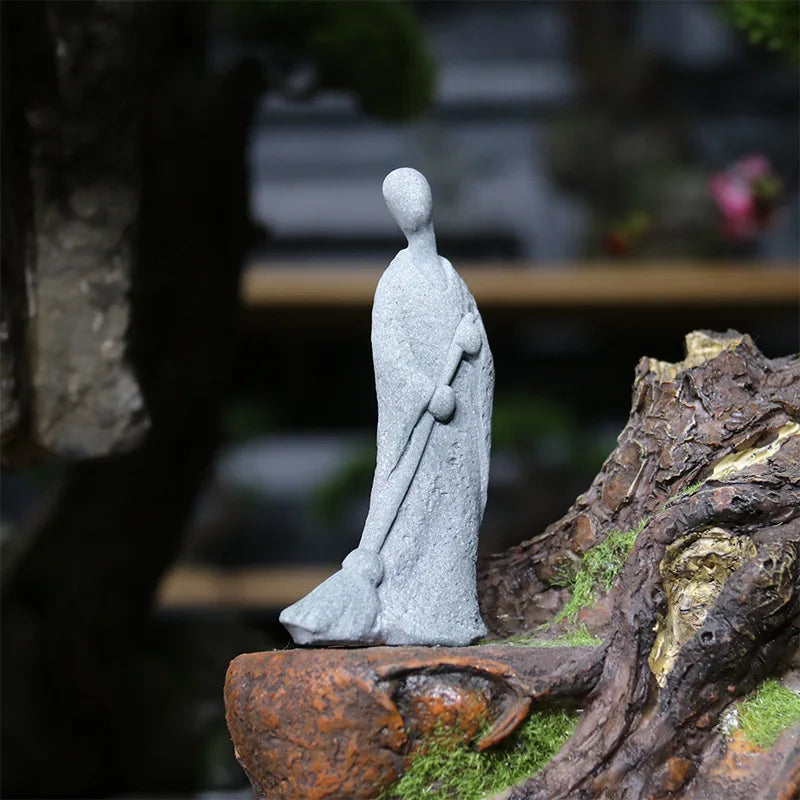Skanto | Buddha Stein Statue Liten Buddhiste Munker Tibetansk Buddhisme Figurer Zen Hage Ornament Meditasjon Hjem Akvarium Dekorasjon