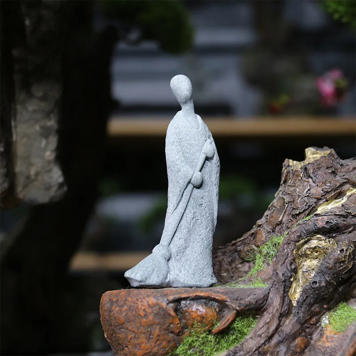 Skanto | Buddha Stein Statue Liten Buddhiste Munker Tibetansk Buddhisme Figurer Zen Hage Ornament Meditasjon Hjem Akvarium Dekorasjon