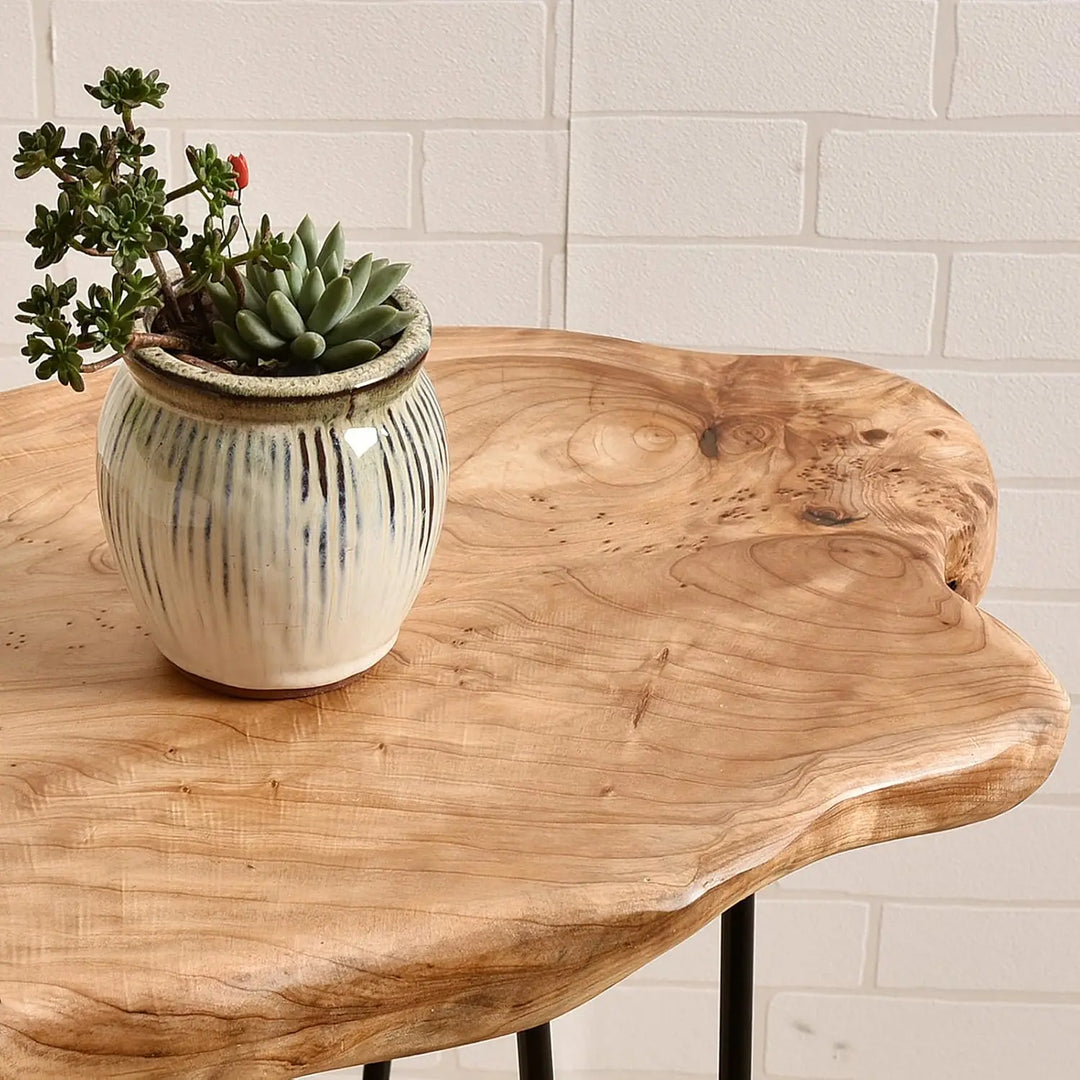 Skanto | Tre Sidebord med Naturlig Kant Nattbord Plantebord