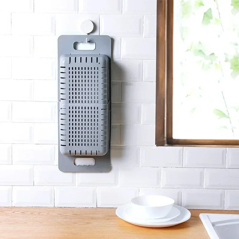 FlexDrain Dreneringskurv Kjøkken – Justerbar Kokedusjorganisator | Automatisk Drenering & Frukt Grønnsakstørrer | Plassbesparende Kjøkken Tilbehør | Skanto