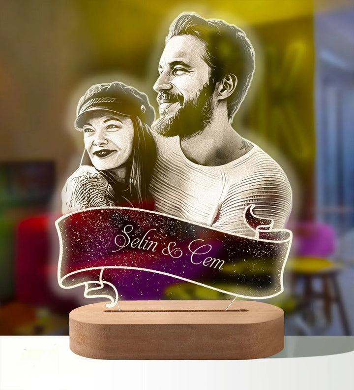 Skanto | Personlig 3D-foto-lampe: Individuell foto og tekst nattlys - Ideell for Valentinsdag, bryllup, jubileum, bursdagsgaver