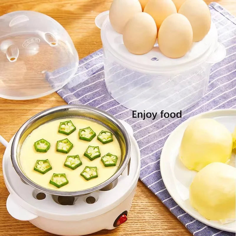 Skanto | 220V Multifunksjonell elektrisk eggkoker - Dobbeltlag eggkoker og mini-dampkokeren for frokost på kjøkkenet