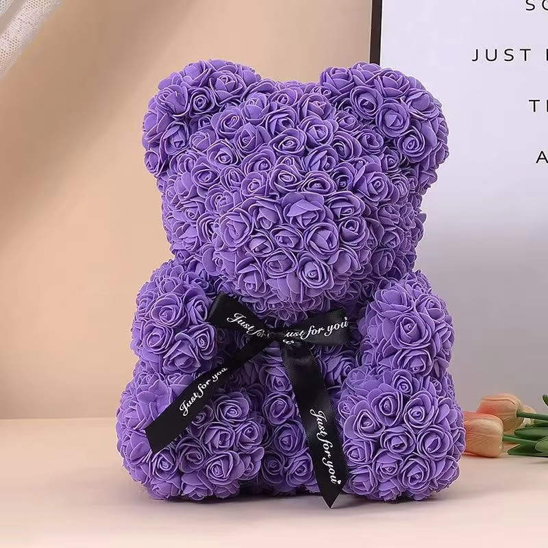 Skanto | 9.8in Kunstig Rose Teddy Bjørn Gave med Presentasjonsboks - Romantisk Jubileum eller Valentines Dag Dekor