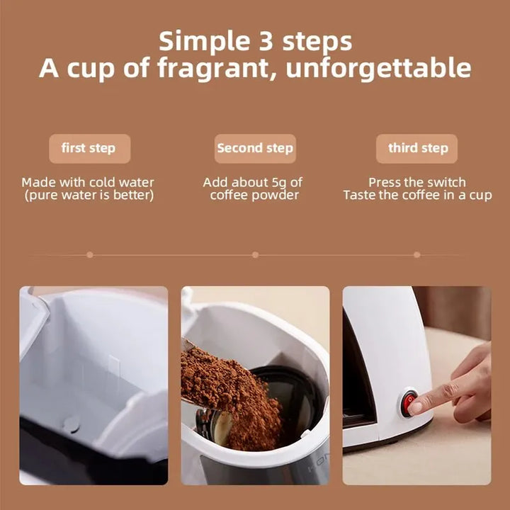 Skanto | KONKA Kaffemaskin 2 i 1, Te og Kaffe Pulver, Flere Dråper, Kafé, Rask Oppvarming, Kontor og Hjem, 220 V, Enkel å Bruke