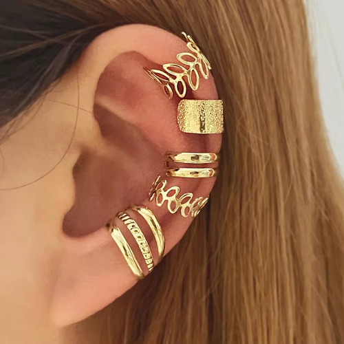 Elegante Clip-Ohrclip-Set med Goldblatt-Verzierung for Damen