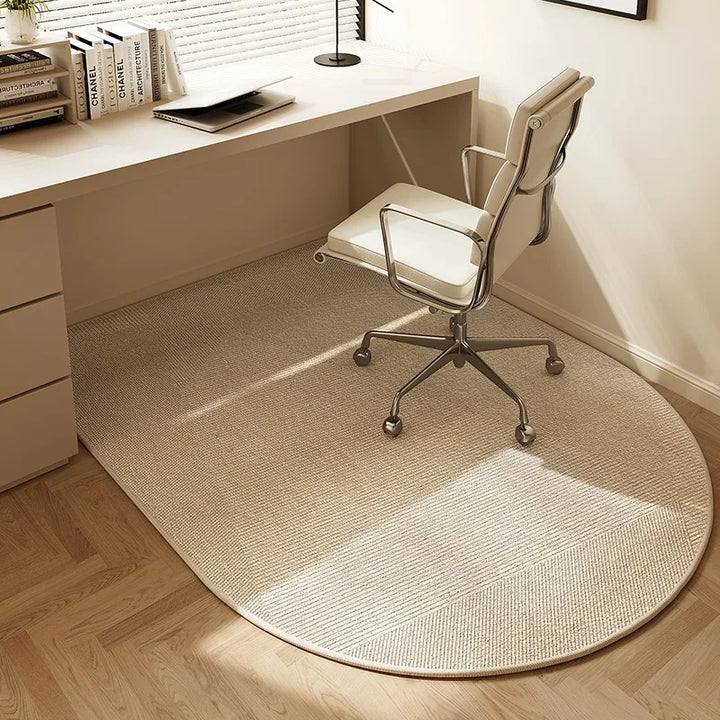 Skanto | Rund Kontorstolmatte 100cm – Beige Stripete Sklisikker Teppebeskytter