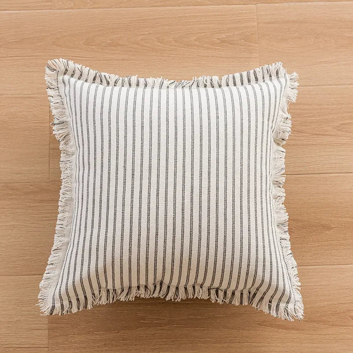 Skanto | Elegant putevar med jacquardmønster og frynser - bomull-lin blanding