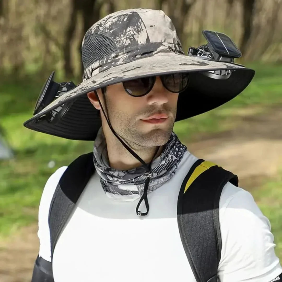 Solar Fan Fiskerhatt - Solenergi & USB-lading | Skanto