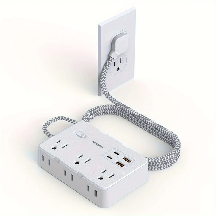 Smart home strømledning med USB hurtigopplading | US-plugg AC-utgang med vevd forlengelseskabel og nettverksfilter | Skanto