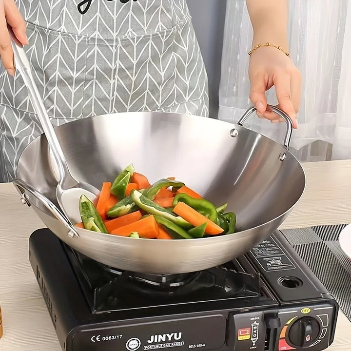 ChefMaster – Stor rustfritt stål wok med dobbel håndtak Skanto