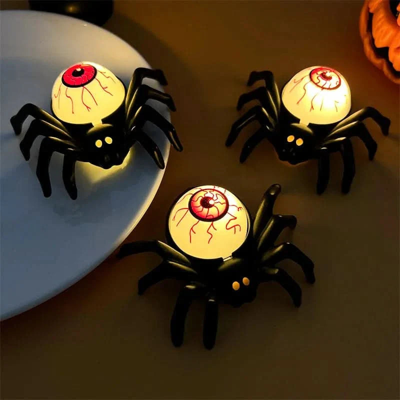 Skanto | Halloween LED Skalle & Edderkopp Lampe – Spooky Hjemmedekor