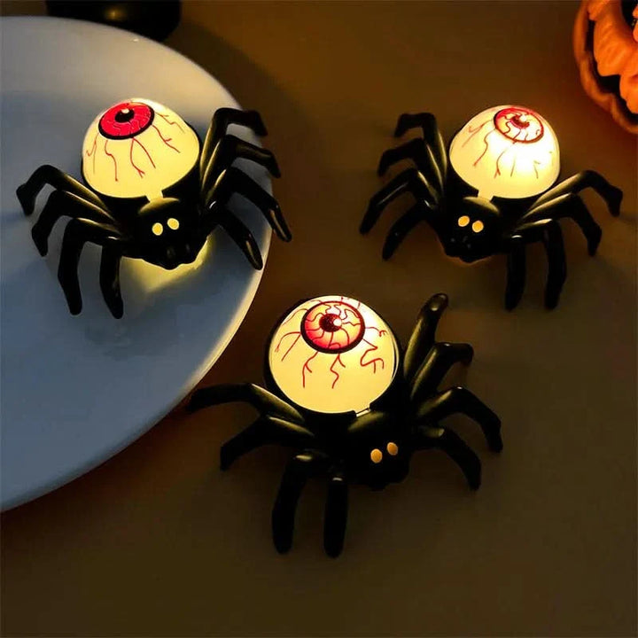 Skanto | Halloween LED Skalle & Edderkopp Lampe – Spooky Hjemmedekor