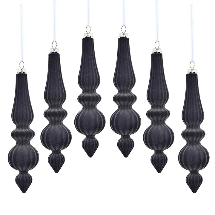 Shatterproof Velvet Christmas Baubles - Reusable Cone Hanging Decorations for Christmas Tree Decor 6PCS
