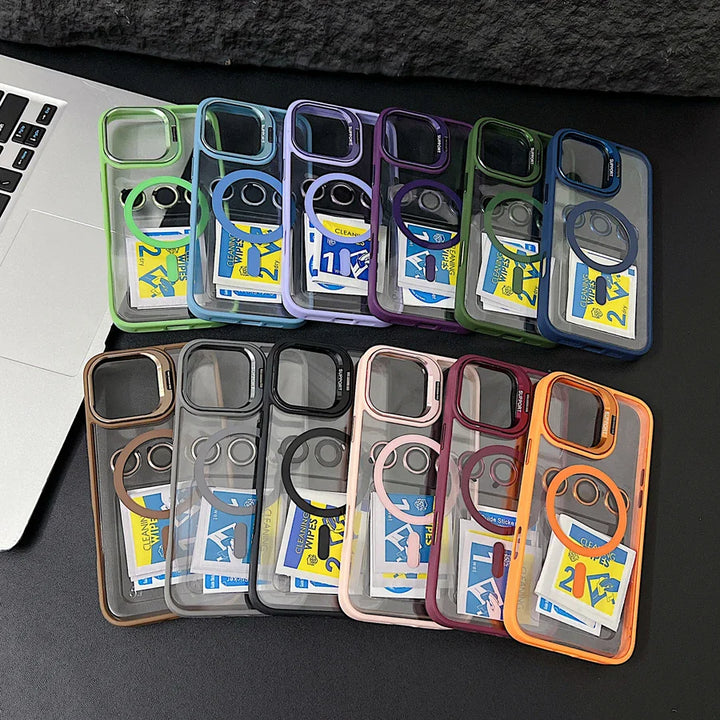 Skanto | Støtsikker Magnetisk Magsafe Telefonveske Stativ Glass Linsebeskytter Deksel