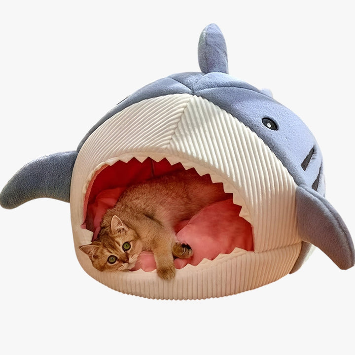 Skanto | SoftBloom Shark Cat Bed – Cozy Hideaway for Indoor
