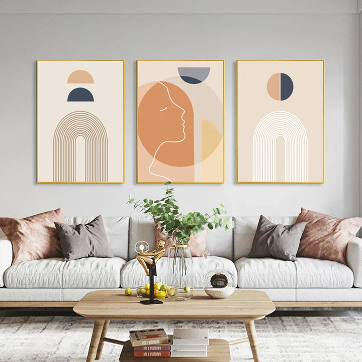 Minimalist Abstrakt Solgeometri Veggkunst Fine Art Lerretsutskrifter Bilder For Stue Soverom, Hjemmekontor Kunst Dekor | Skanto