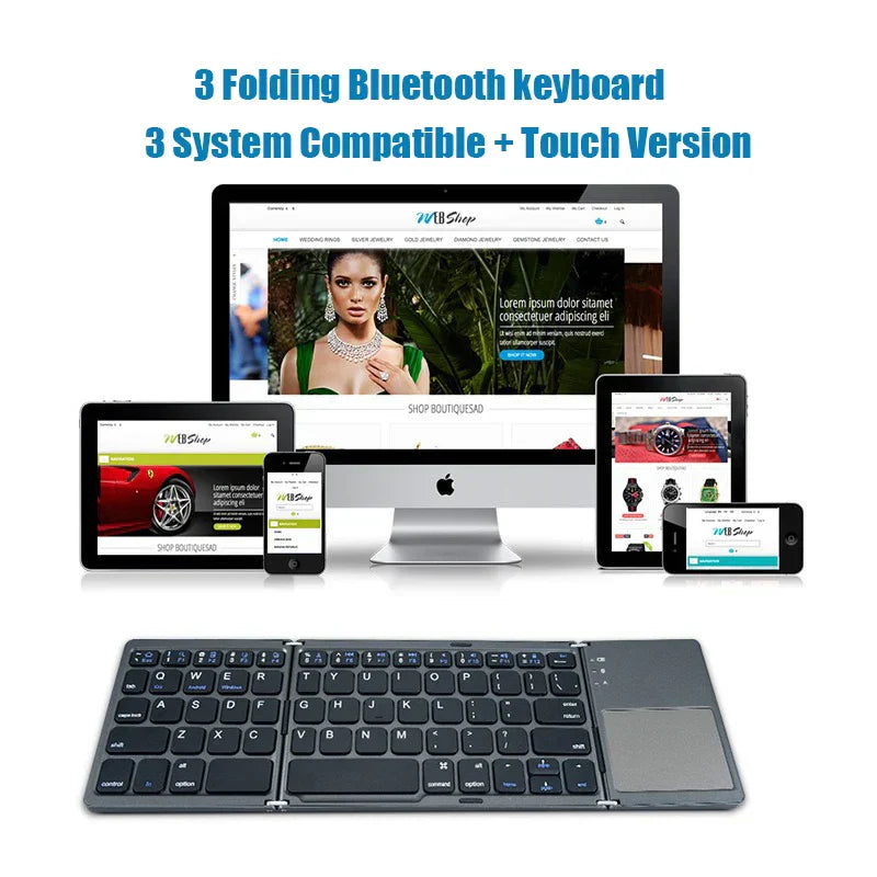 Trådløst sammenleggbart Bluetooth-tastatur med berøringspute – Kompakt, allsidig og ultrabærbar | Skanto