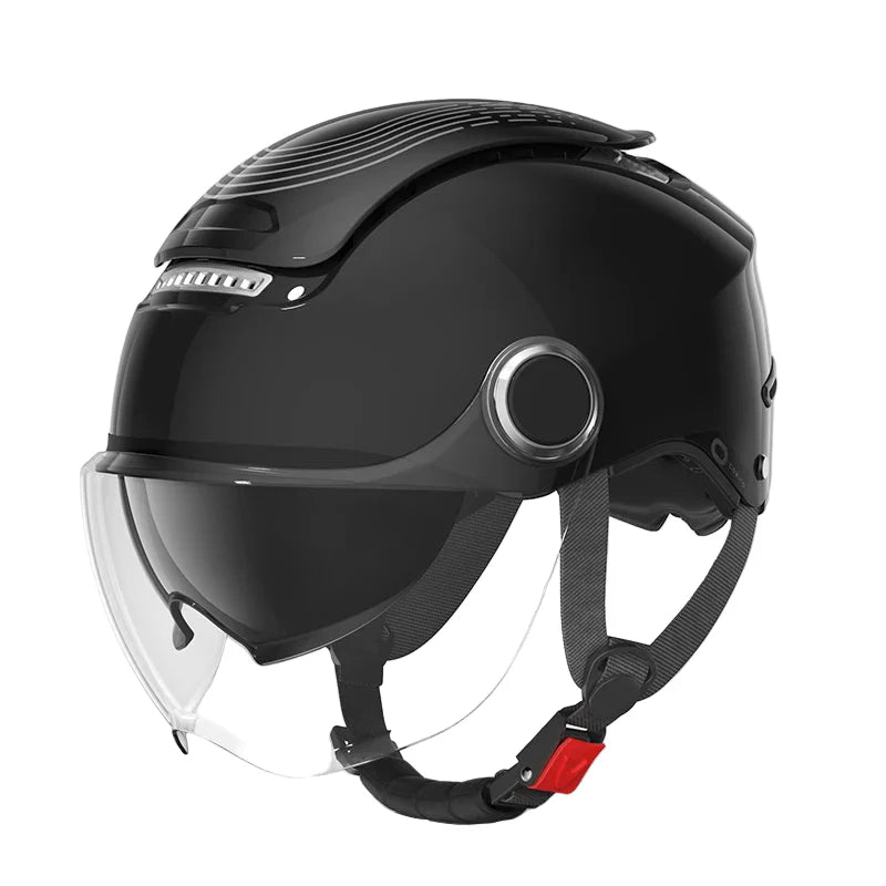 Skanto | Åpen ansikts motorsykkelhjelm med doble linser og pustende sommerdesign – RiderMax