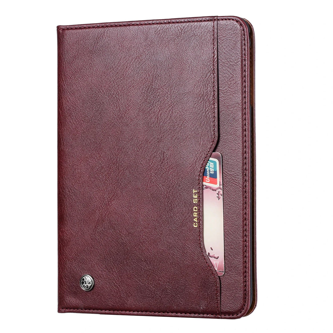 Skanto | Lær Flip Case for iPad 9.7 (2017-2018), 10.2 (7. / 8. generasjon), Air 2/3/4, Pro 9.7/10.5/11 - Vanntett, Støtsikker, Forretnings Tablet Case