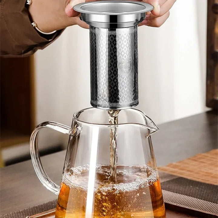 Skanto | 450ml-950ml Varmeresistent Glass Teapot – Rustfritt Stål Tefilter, Blomsterkjele for Kung Fu Te, Puer og Oolong Te