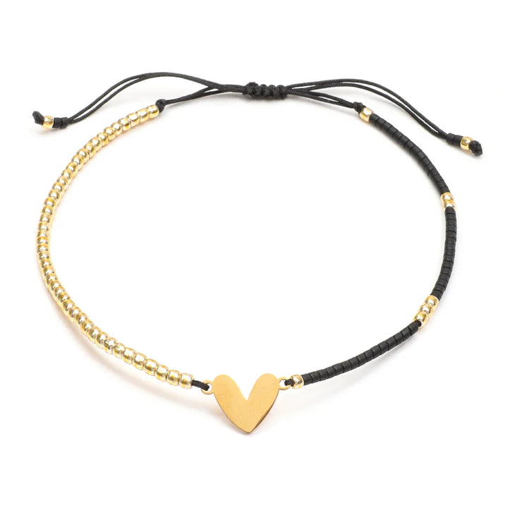 Skanto | Justerbar Delikat Perle Flatt Hjerte Armbånd