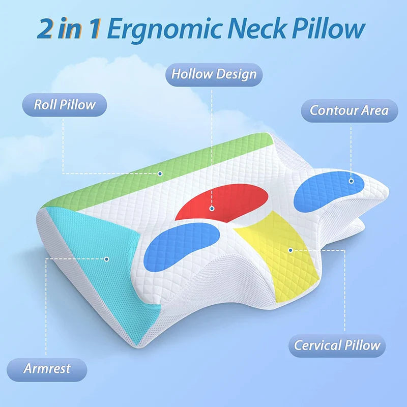 Skanto | 2-i-1 Minne Skum Cervikalpute med Ergonomisk Konturdesign – RestAlign
