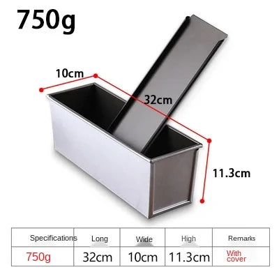 Skanto | Premium Non-stick Aluminiumlegering Toastbokser med lokk - Ulike størrelser (250g/450g/600g/750g/900g/1000g) for baking av brød og kaker