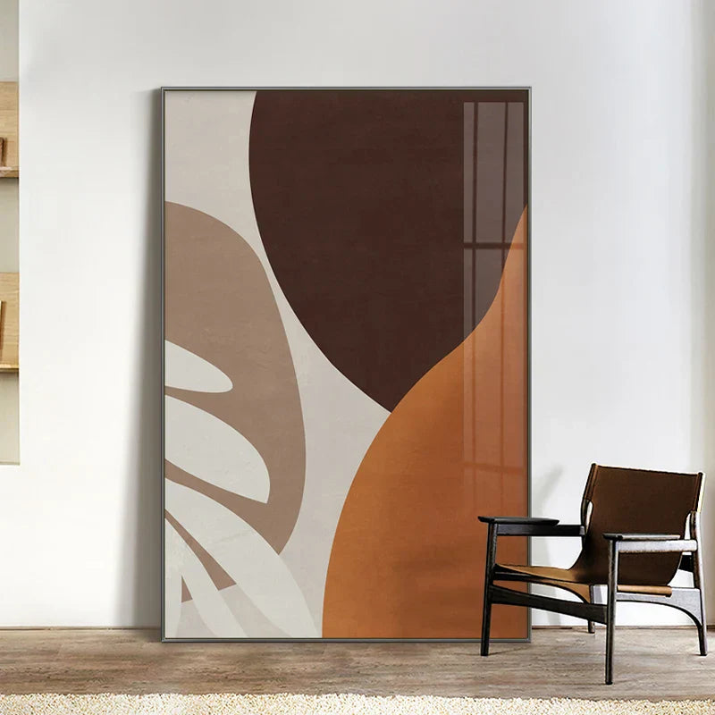 Moderne abstrakte jordnære toner geometrisk veggkunst fine kunst lerretstrykk bilder for stue spisestue moderne hjemmeinnredning | Skanto
