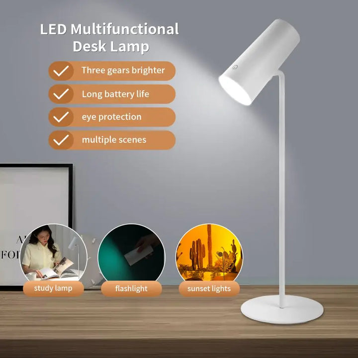 Skanto | LumiPro LED Skrivebordslampe | 3W | Oppladbar | 10–50 timer driftstid | Type-C lading