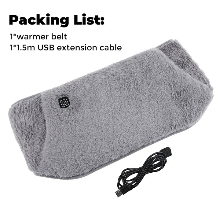 Skanto | ThermaBelt Pro | Elektrisk varmebelte med grafen-teknologi | 3-trinns temperaturkontroll | Hånd- og midjevarmer laget av krystallfløyel | USB-drevet