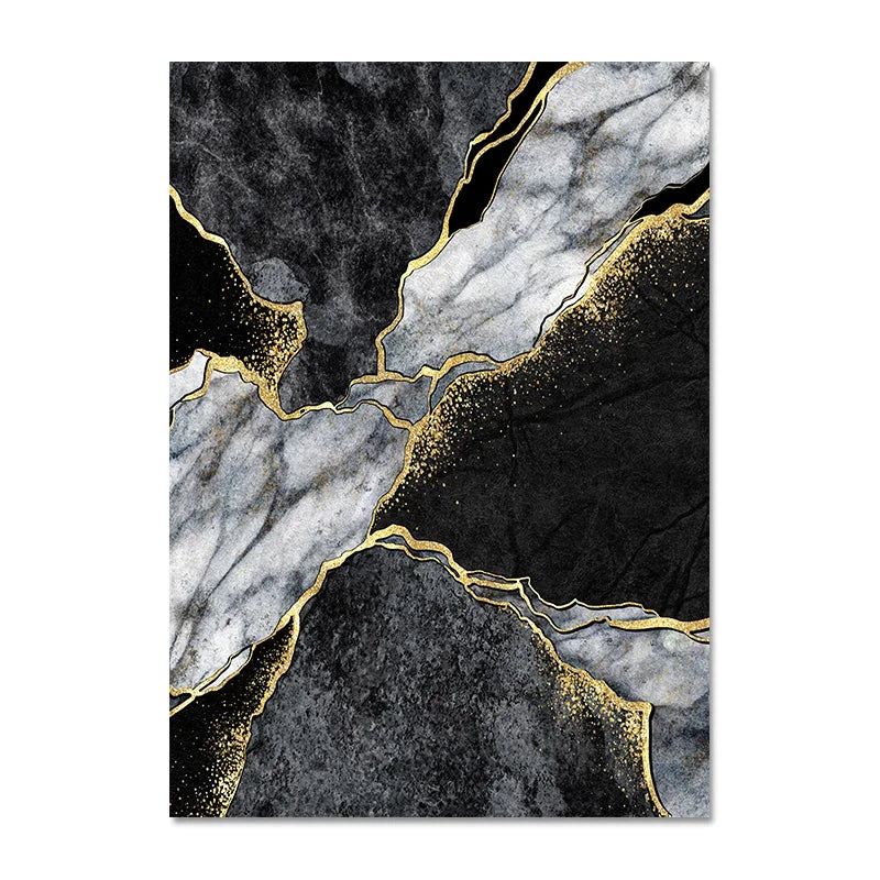 Moderne Abstrakt Svart Grå Gull Geode Marmor Trykk Veggkunst Fine Kunst Lerret Trykk Bilder For Luksus Leilighet Stue Hjem Kontor Dekor | Skanto