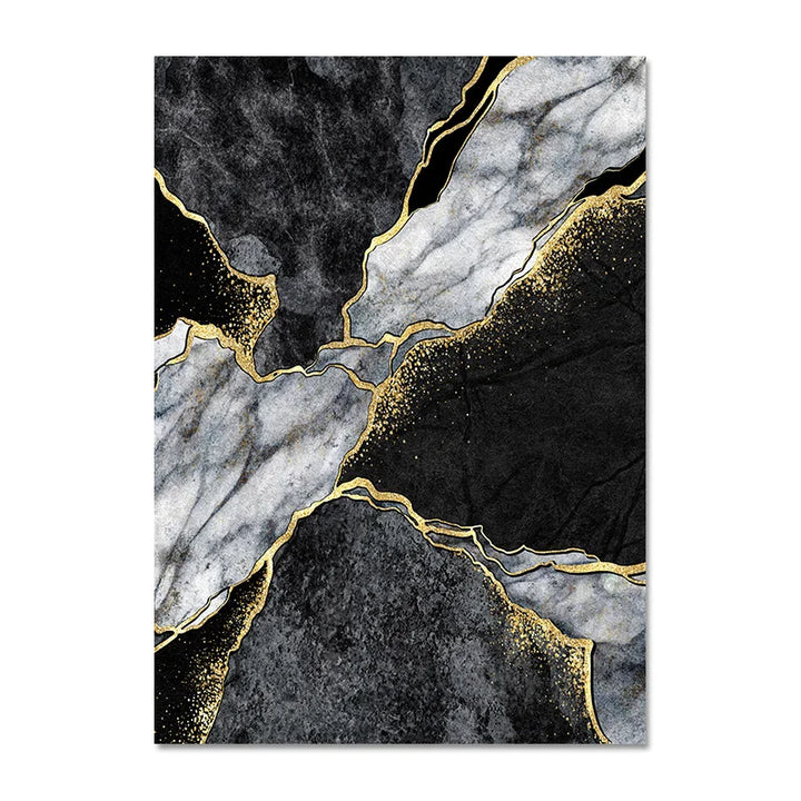 Moderne Abstrakt Svart Grå Gull Geode Marmor Trykk Veggkunst Fine Kunst Lerret Trykk Bilder For Luksus Leilighet Stue Hjem Kontor Dekor | Skanto